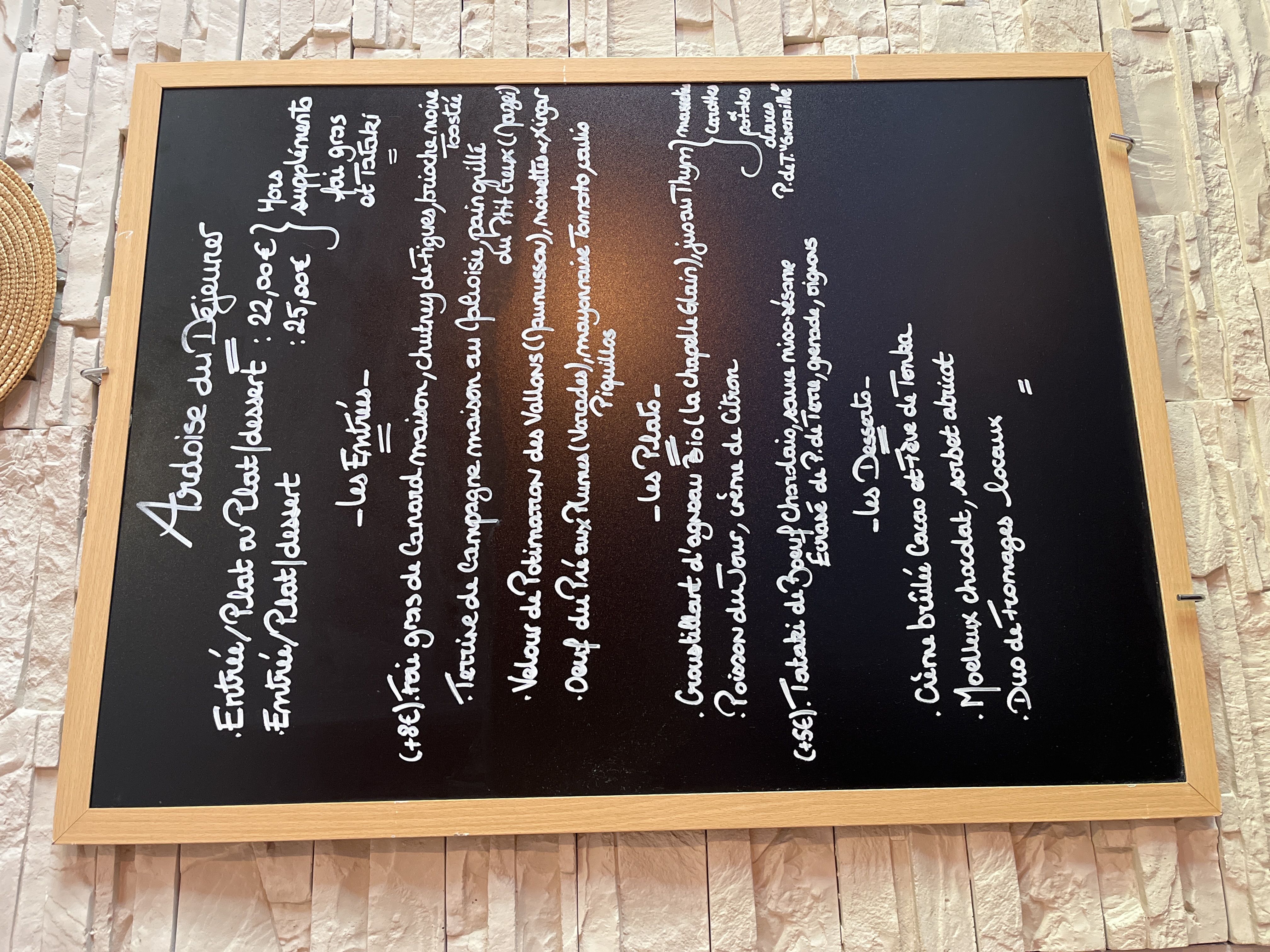 Menu du déjeuner